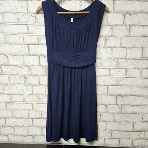 Gilli Women's Navy Blue A-Line Dress Size L Sleeveless Gathered Front